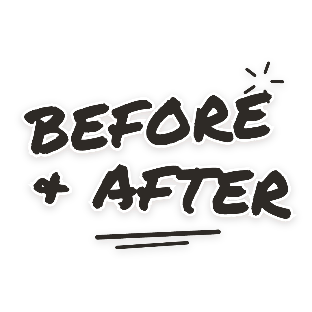 Sticker: before & after