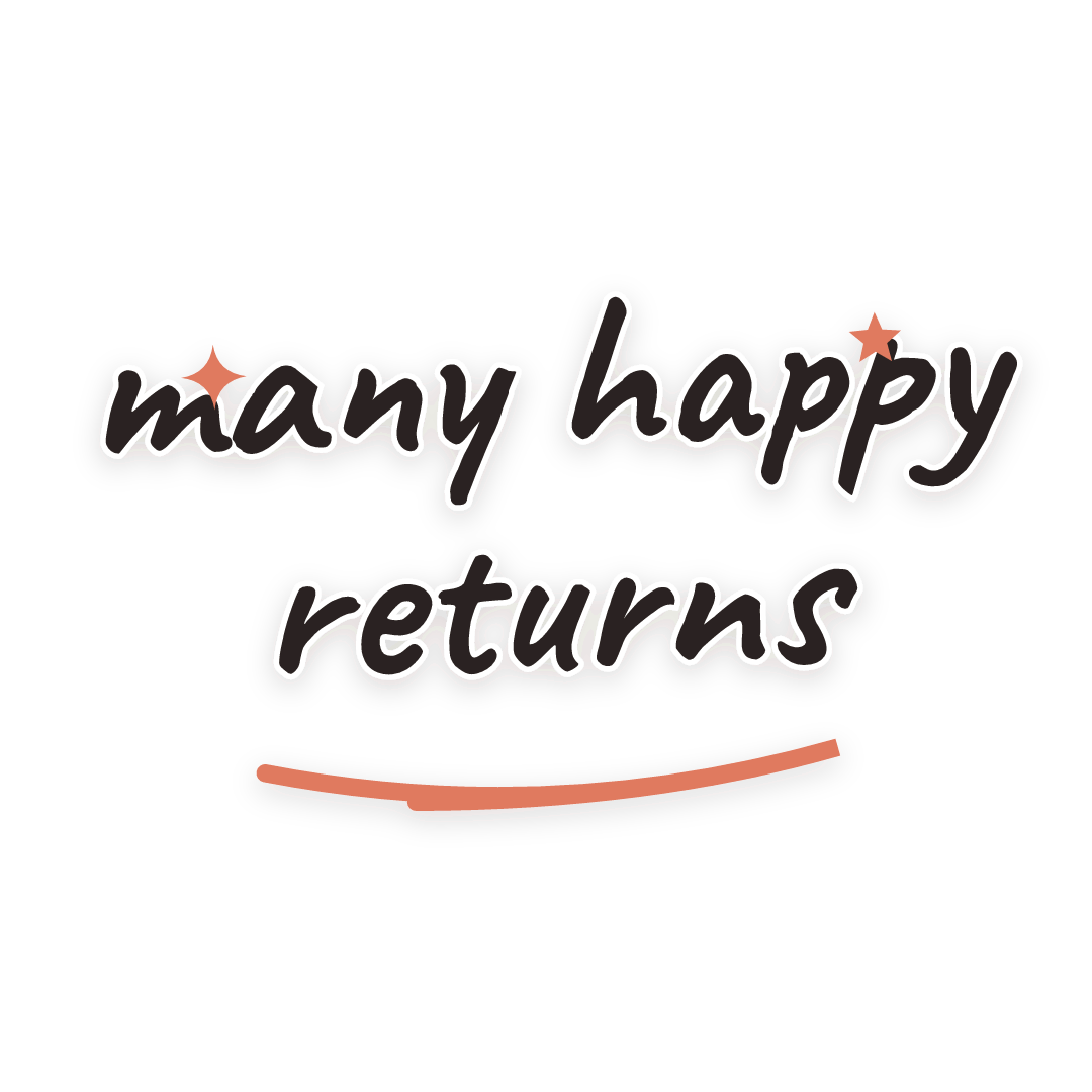 Sticker: many happy returns